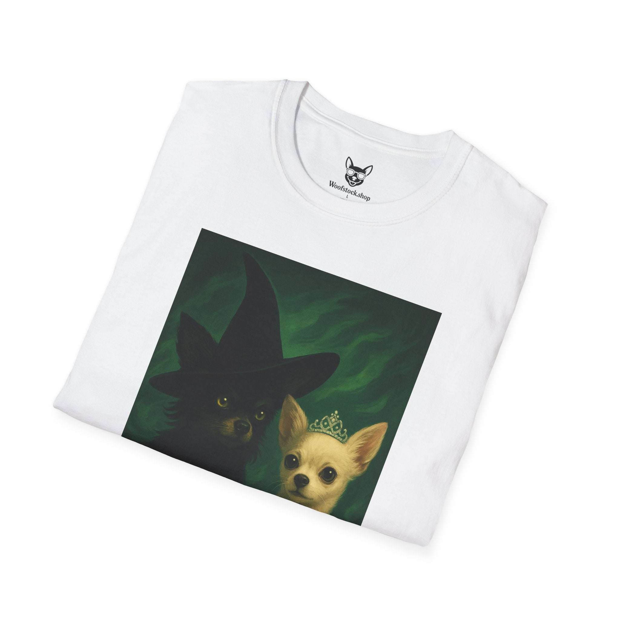 Wicked Broadway Poster Dog Parody Unisex Softstyle T-Shirt -- Funny Dog Shirt for Broadway and Dog Lovers